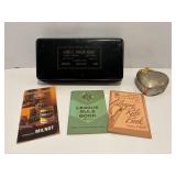 Vtg WIBC rule books, silver plated trinket box, ..
