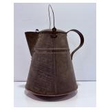 Antique primitive metalware pitcher with copper...