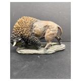 Vintage Poly Resin Bison Figurine 9'x3'x6'H
