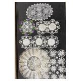 9 Vintage 9'-20' Various Dia Doilies 1 stained