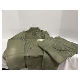 Vintage Military Fatigue Long Sleeve Shirt, 1960s