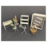Vintage Lundby Doll House Plant Stand & Misc