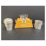 7 Pyrex Custard Cups, Metal Cup & Shaker