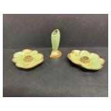 Vintage Frankoma #300 Candleholders & #32 Bud Vase