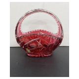 Vintage Bohemian Cranberry Red to Clear Cut Basket
