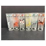 1950s Libbey Carousel Frosted Glasses 7'H