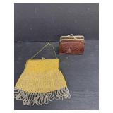 1920s Beaded Art Deco Purse & Leather Coin Purse
