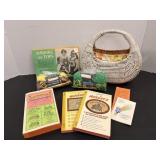 Knitting Kit, Basket & Household Hints Books