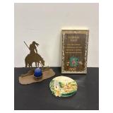Vintage Metal Horse Candle Holder Thermostat &Sign