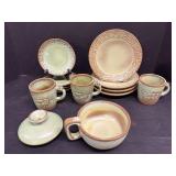 Vintage Frankoma Myan Aztec 7" & 5" Plates & Cups