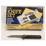 New 3pc Knife Set  & 1940s Dagger USA