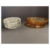 1950s LB Wright Amber Daisy Scroll Footed Bowl &