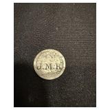 1854 Seated Liberty Dime JMR Stamped on Front