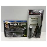 New Knife & Flashlight Combo & Safety Glasses