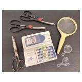 Scissors, Magnifier & Sewing Kit
