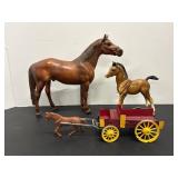 Vintage 6.5" & 9"H Horses & Wagon