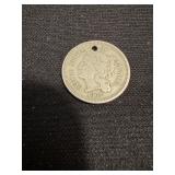 1865 Three Cent Nickel damaged