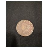1825 Coronet Head Cent Damaged