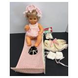 Vintage 12" Doll, Bed & Accessories