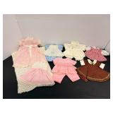 Vintage 8"x12" Blanket & 6" Doll Clothes