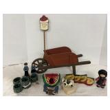 15"x6" Wheel Barrow & Misc Decor