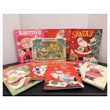 Vtg Christmas books & puzzle new & sticker fun