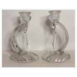 Vtg Cambridge glass caprice clear candle sticks