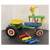 Vtg Playskool tractor & tools