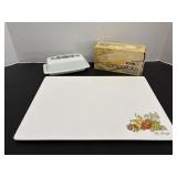 Vtg Pyrex butter dish &  Corning Ware cutting..