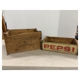 Vtg Pepsi & Acme steel product wooden crates...