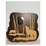 Hand made Howling Wolf wood plaque 10"W x 10"H