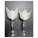 Vtg Crystal Clear votive holders - Romania 13"H