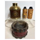 Vtg Pipe tobacco container, cricket lighter...