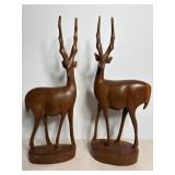 Hand Carved gazelle figurines 12"H