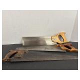 Stanley back saw & 2 Vtg hand saws