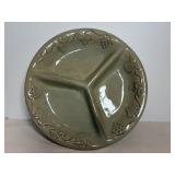 Ceramic 3-section divided serving dish 13.5" dia