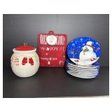 Potholder set, Hallmark cookie jar 5"dia & 8 ...