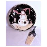 Stoneware holiday 2-pc cake set 10.5" dia