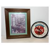 Vtg Framed Coca Cola print by Kay Lamb,,,