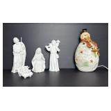 Elements snowman night light, 11"H Nativity...