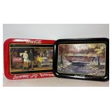 Vtg Coca Cola "autumn bridge" & touring car trays
