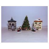 Hand painted porcelain lighted Christmas tree 7"H.