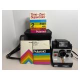 Polaroid Land Camera with case & misc