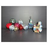 Snowman scissors & tape dispenser & glass misc