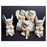 Set of 5 Angel figurines 5"H