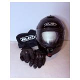 HJC helmet size large & leather castle gloves