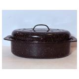 Enamelware roaster 14"W x 8.5"D x 6.5"H