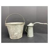 Gavanized metal bucket 12" dia x10"H  & Vtg...