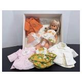 Vtg Doll from France with outfits 11"H