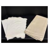 Vtg Table cloth 53" x 68" (slight damage) &...